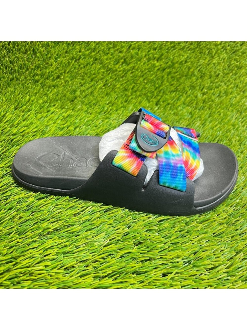 Chaco Chillos Tie Dye Womens Size 6 Blue Red Black Beach Outdoor Slide Sandals